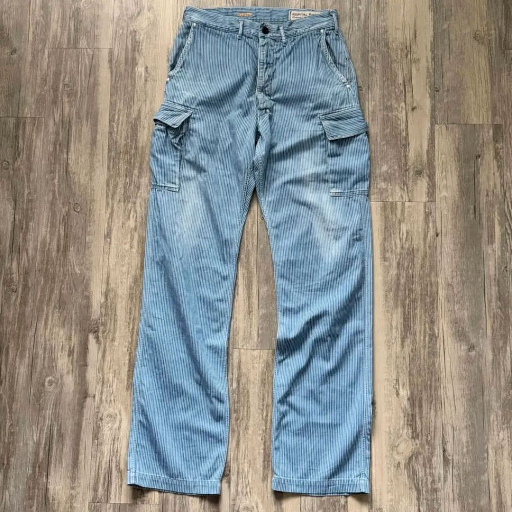 2010s Kapital Hickory Striped Denim Cargo Pants Size 29X33